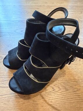 Stuart Weitzman Black Suede Strappy High Heels